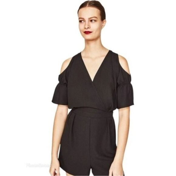Zara Basic Romper Cold ShoulderBlack Size Small - Picture 3 of 10